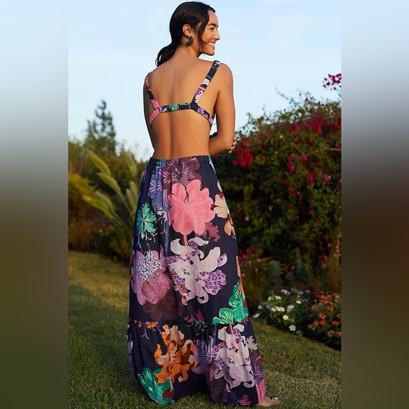 ANTHROPOLOGIE Maeve Floral Cut Out Tropical
Maxi Dress Size L-Multicolor - Picture 2 of 6